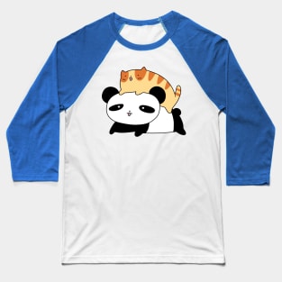 Panda and Orange Tabby Cat Baseball T-Shirt